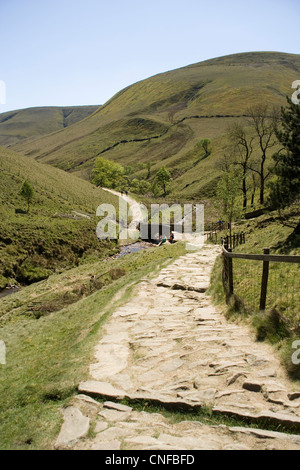 Blick von der Pennine Way am Rande der Kinder Scout im Peak District in Derbyshire Jacobs Ladder Stockfoto