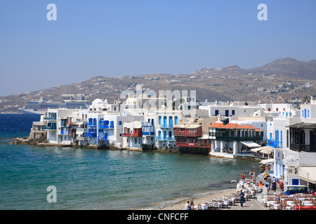 Kleines Venedig Mykonos Stadt Chora griechischen Ionischen Insel Cyclades Griechenland Europa Stockfoto