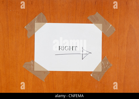 "richtige" Schild an der Tür Stockfoto