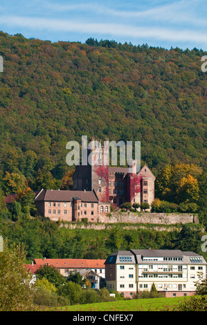 Die Mittelburg (Mittelschloss) in Neckarsteinach, Deutschland. Stockfoto