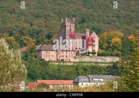 Die Mittelburg (Mittelschloss) in Neckarsteinach, Deutschland. Stockfoto