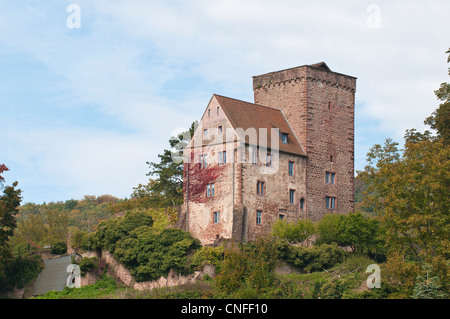 Vorderburg Burg am Hügel über Neckarsteinach, Deutschland. Stockfoto