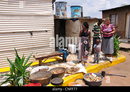 Familiengruppe im Township Soweto, Johannesburg, Provinz Gauteng, Südafrika Stockfoto