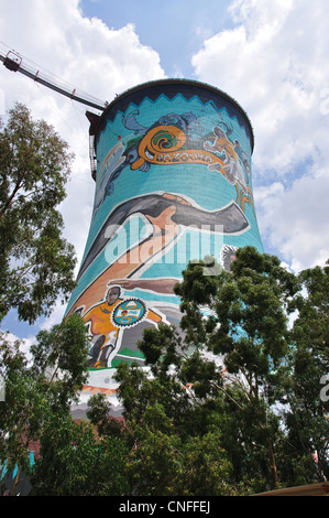 Wandmalereien auf Orlando Kraftwerk Cooling Towers, Soweto, Johannesburg, Provinz Gauteng, Südafrika Stockfoto