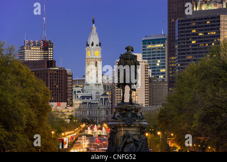 Ben Franklin Parkway und City Hall, Philadelphia, Pennsylvania, Stockfoto