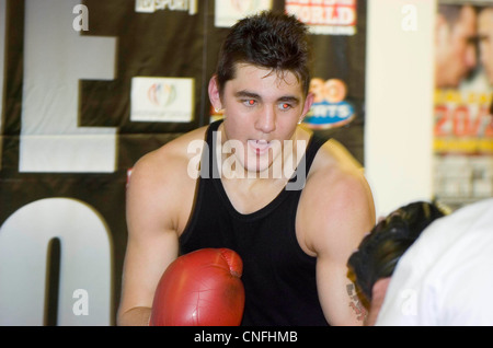 Waliser Boxer Nathan geschickt Training im Millennium Stadium in Cardiff im Jahr 2007. Stockfoto
