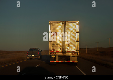 Zwei LKW auf der Autobahn Stockfoto