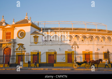 Plaza de Toros De La Maestranza Stierkampfarena außen Paseo de Cristobal Colon Boulevard Zentrale Sevilla Andalusien Spanien Stockfoto