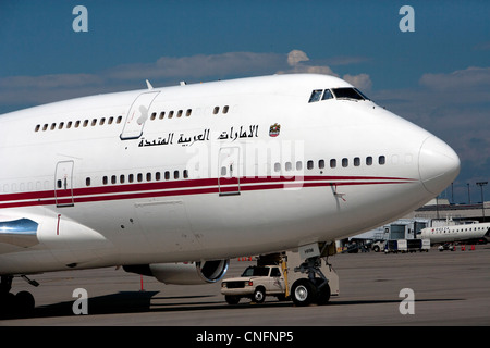 Boeing 747 von Scheich Mohammed Al Maktoum Blue Grass Airport, LEX, Lexington, Kentucky Stockfoto