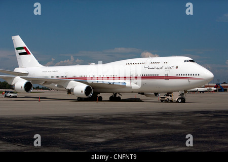 Boeing 747 von Scheich Mohammed Al Maktoum Blue Grass Airport, LEX, Lexington, Kentucky Stockfoto