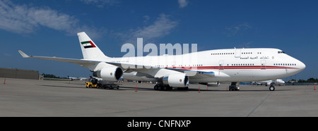 Boeing 747 von Scheich Mohammed Al Maktoum Blue Grass Airport, LEX, Lexington, Kentucky Stockfoto