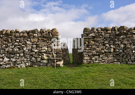 Ein Squeeze-Stil in einer Trockensteinmauer in den Yorkshire Dales. Stockfoto