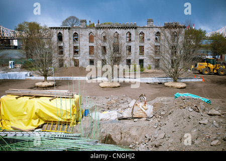 Die Ruinen von Pocken Krankenhaus auf Roosevelt Island in New York Stockfoto