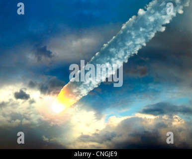 Meteor in die Erde Atmosphäre Kunstwerk Stockfoto