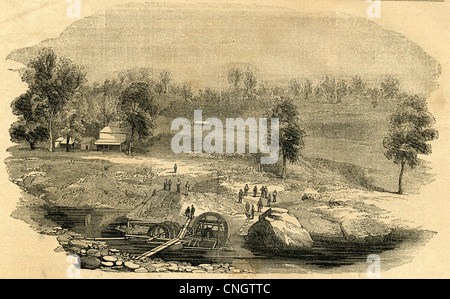 1854, Gravieren, North Fork am American River, einen Anspruch auf das Horse Shoe Bar zeigen. Stockfoto