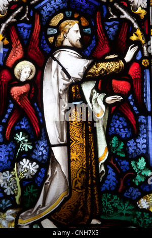 Glasfenster im Kloster in der Gloucester Cathedral Stockfoto