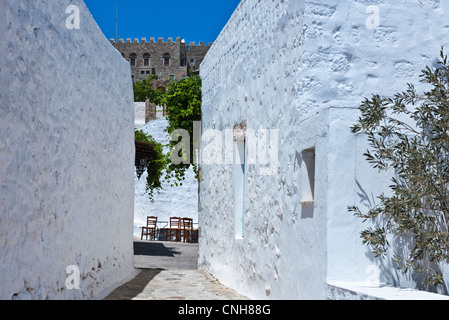 Europa-Griechenland, Dodekanes, Patmos, das Dorf Chora Stockfoto