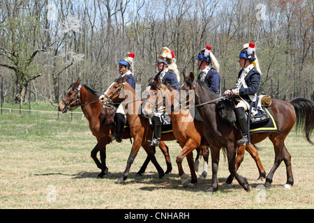 Berittene Dragoner Soldat der amerikanischen Kontinentalarmee während einer Re-Inszenierung bei Hollow Jockey - Nationalpark in Morristown, NJ Stockfoto