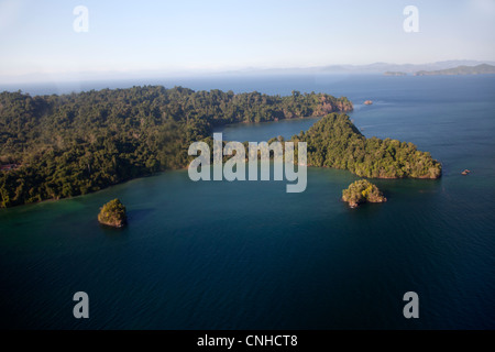 Eine Luftaufnahme des Coiba, die größte Insel vor der Küste von Panama in Mittelamerika. Stockfoto