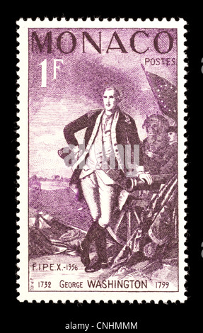 Briefmarke aus Monaco zeigt George Washington. Stockfoto