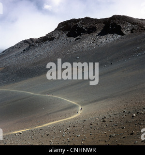 Wanderer auf einem Trail im Haleakala National Park Stockfoto