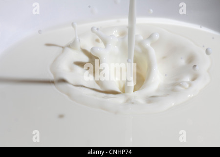 Nahaufnahme von Milch gegossen Stockfoto