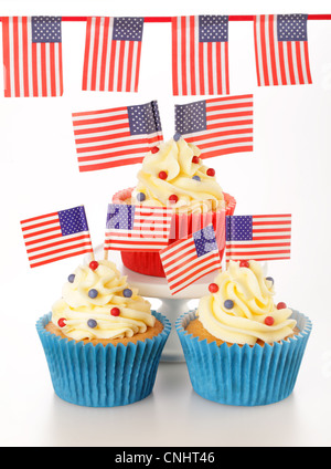 AMERIKANISCHEN FEIER CUPCAKES Stockfoto