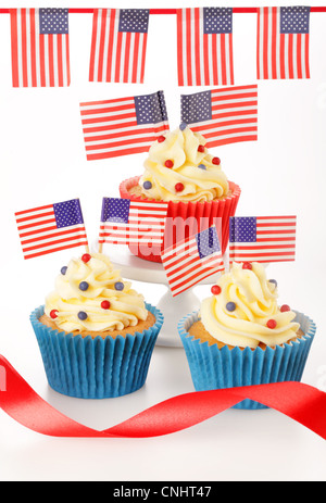 AMERIKANISCHEN FEIER CUPCAKES Stockfoto