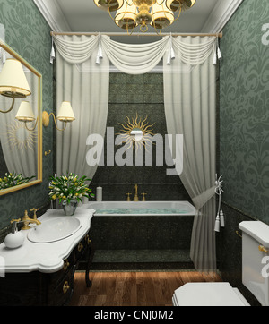 Klassische Design-Interieur des Badezimmers. 3D render Stockfoto