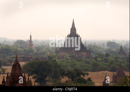 Blick über die Ebenen der heidnischen aus Dhammayazika Paya. Burma. Bagan, Myanmar Stockfoto