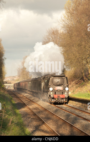 "Battle of Britain" Klasse Dampf Lok Tangmere schleppen "Cumbrian Mountain Express" besondere Dampf Stockfoto