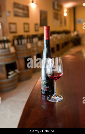 Naher Osten - Israel Ramat Hagolan - Odem Mountain Winery - Koscher Wein machen Weinberg - Wein eine Flasche roten Süßkirsche Stockfoto