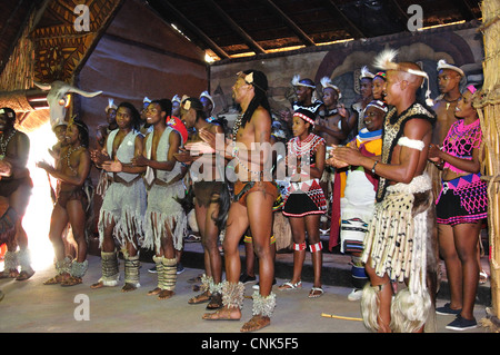 Zulu Tänzer Lesedi African Cultural Village Broederstroom, Johannesburg, Provinz Gauteng, Südafrika Stockfoto