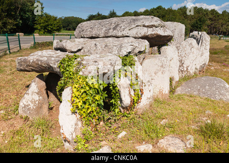 Dolmen oder Durchgang Grab, Kerlescan Achsen, Carnac, Bretagne, Frankreich Stockfoto