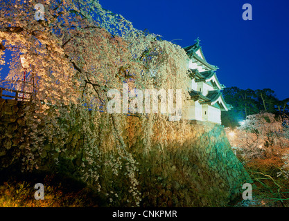 Abends Blick auf Kirschblüten am Hirosaki Park, Hirosaki, Aomori, Japan Stockfoto