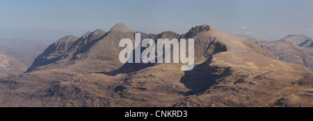 Panorama des Gipfelns, Berg in Torridon, Wester Ross, Schottisches Hochland Stockfoto