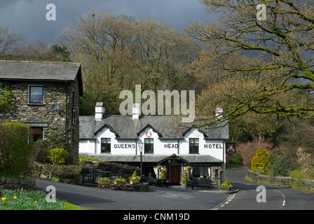 Das Queens Head Hotel im Dorf Troutbeck, Nationalpark Lake District, Cumbria, England UK Stockfoto