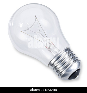 eine Edison Schraube Glühbirne isoliert auf weiss mit Beschneidungspfad Stockfoto