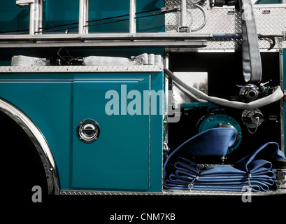 Seitenansicht des Feuerwehrauto, Nahaufnahme Stockfoto