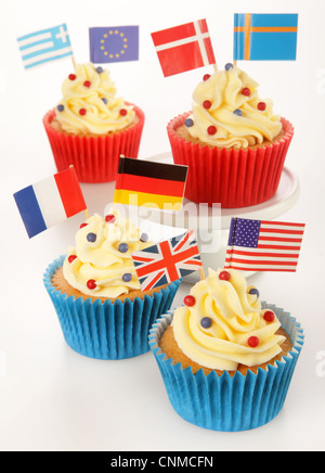 INTERNATIONALEN CUPCAKES Stockfoto