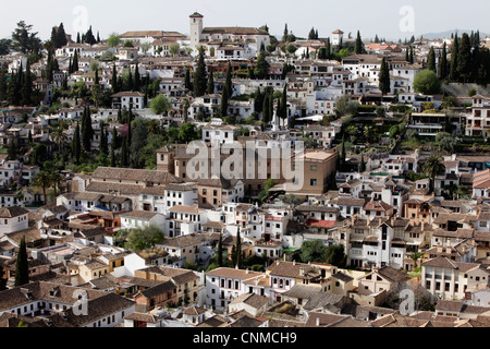 Albaicin gesehen von Alhambra, Granada, Andalusien, Spanien, Europa Stockfoto