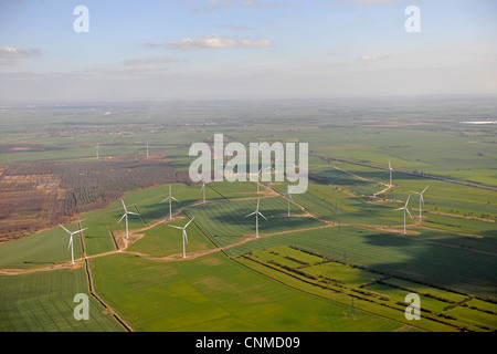 Luftaufnahme von einem Windpark in der Nähe von Thorne South Yorkshire Stockfoto