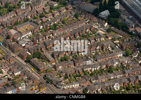 Eine Luftaufnahme von Reihenhäusern in Stafford in Staffordshire England Stockfoto