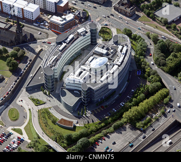 Luftaufnahme der Newcastle Business School, Enterprise Hub, an der Northumbria University, Newcastle upon Tyne Stockfoto