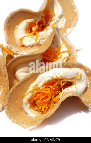 Thai Dessert, Khanom Buang, (Thai knusprige Pfannkuchen) Stockfoto