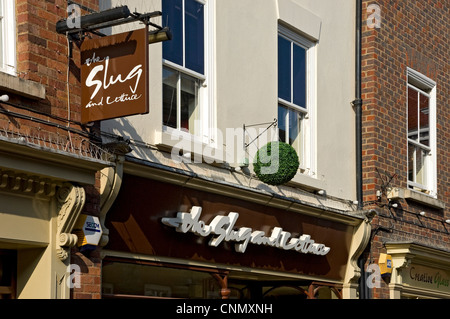 Die Slug und Salatbar Pub Schild Beschilderung in der Stadtzentrum York North Yorkshire England Vereinigtes Königreich GB Großbritannien Stockfoto