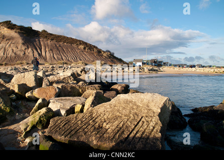 Strand Hütten auf Hengistbury Head Mudeford Sandspit, Mudeford, Dorset, England, UK Stockfoto