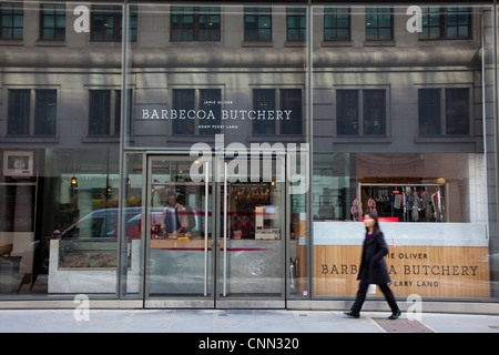 Ladenfront, Barbecoa Metzgerei, (im Besitz von Jamie Oliver und Adam Perry Lang), Watling Street, London, UK Stockfoto