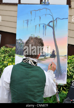 Künstler arbeiten an seiner Schöpfung am Ormond Beach Native American Festival, Januar 2012 Stockfoto
