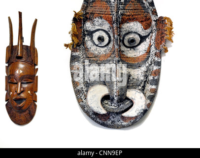 Masken aus Madagaskar auf dem Display an der African American Museum of the Arts DeLand, Florida Stockfoto